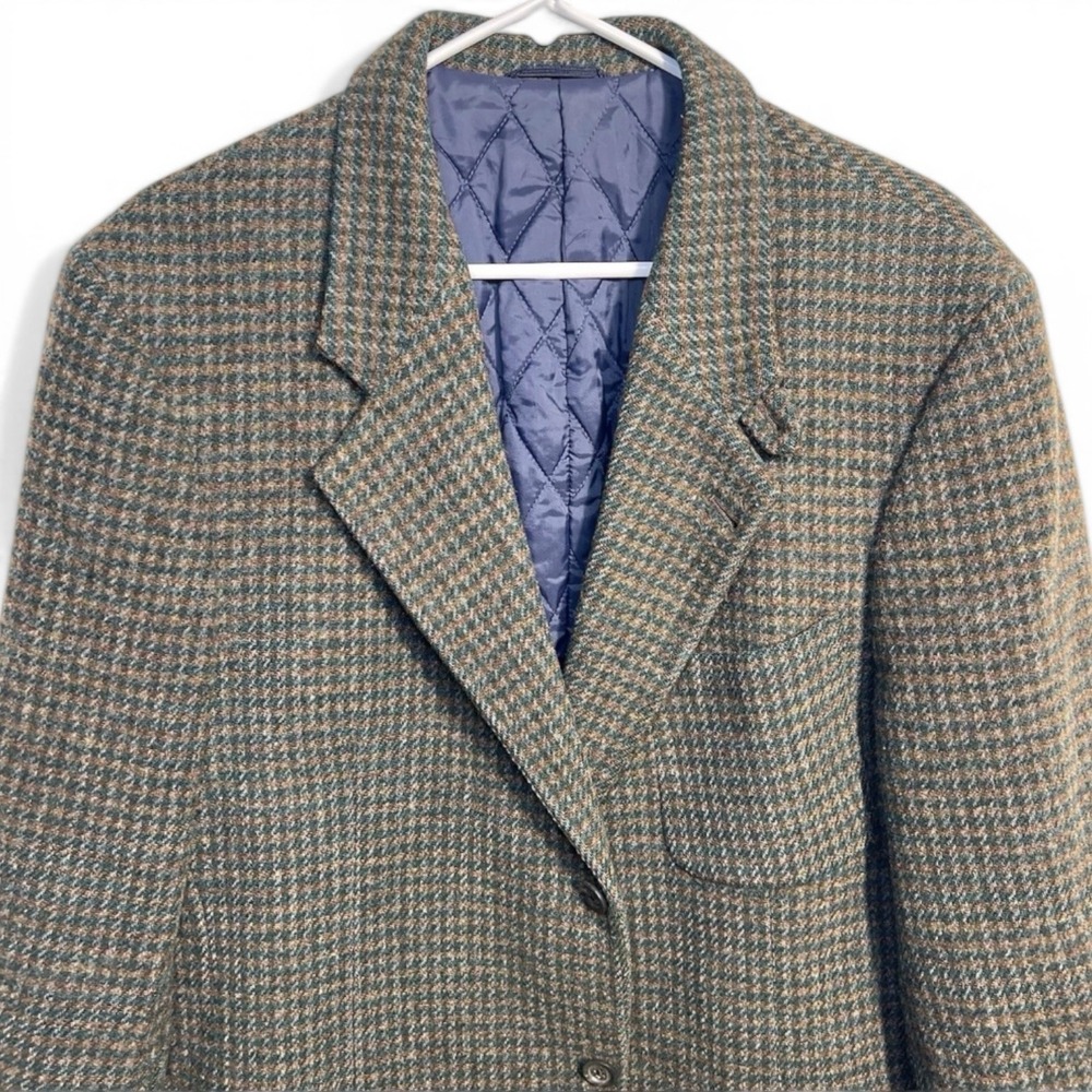 Men's Lands End Winter Preppy Wool Houndstooth Sport Coat Medium Tall Thinsulate
